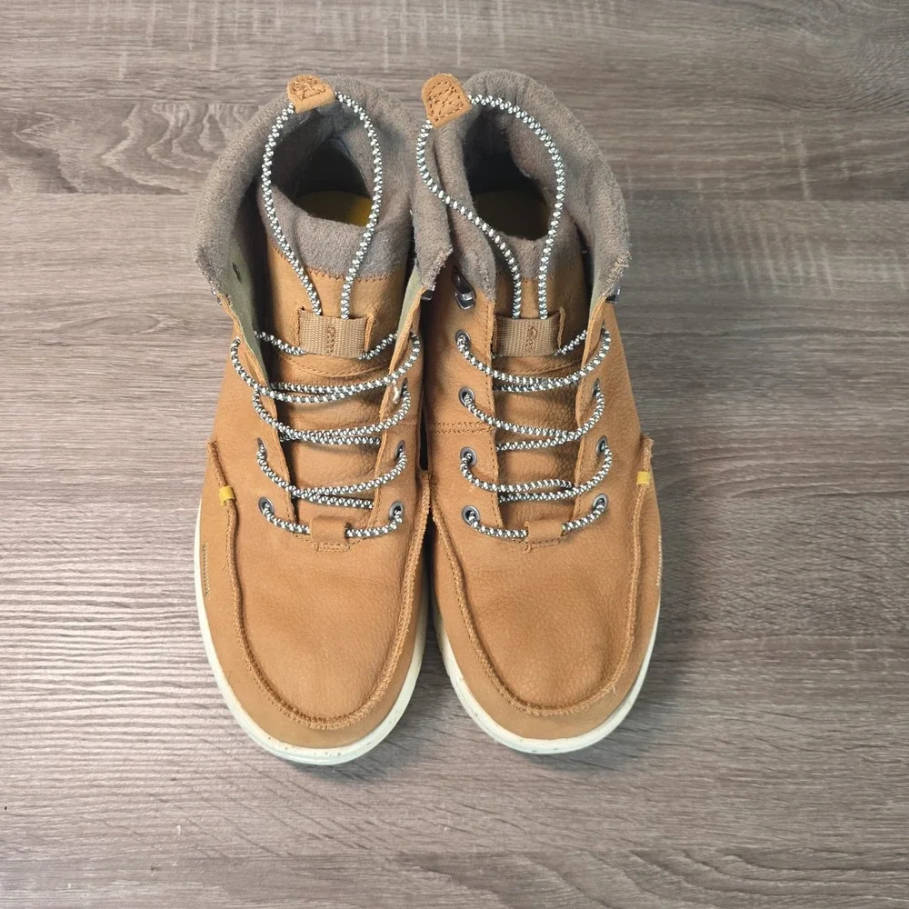 Hey Dude Bradley Boot Leather Mens 11 Tan Brown Moc Toe Chukka Ankle Boots 40046